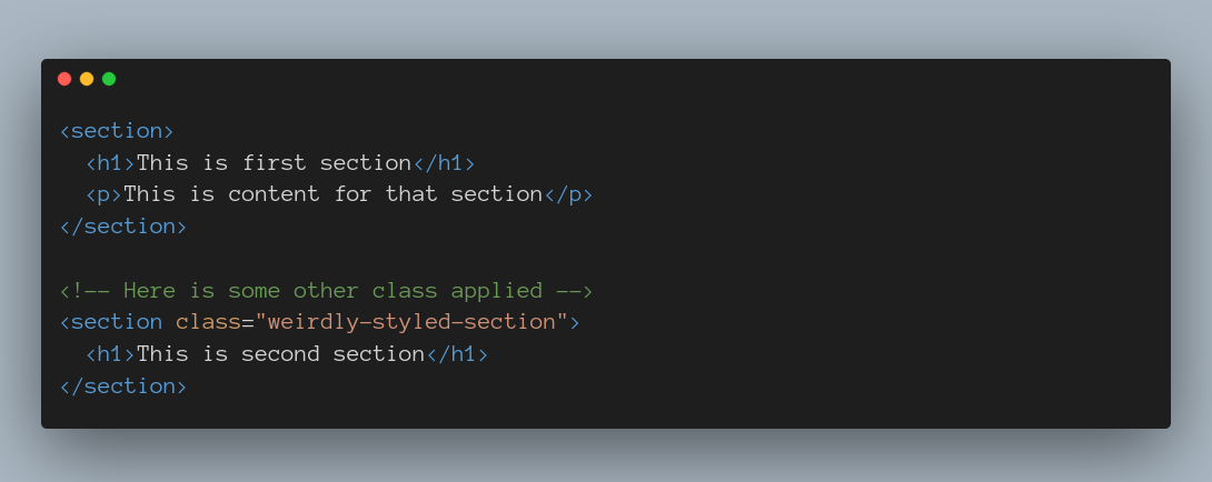 Customizing individual sections