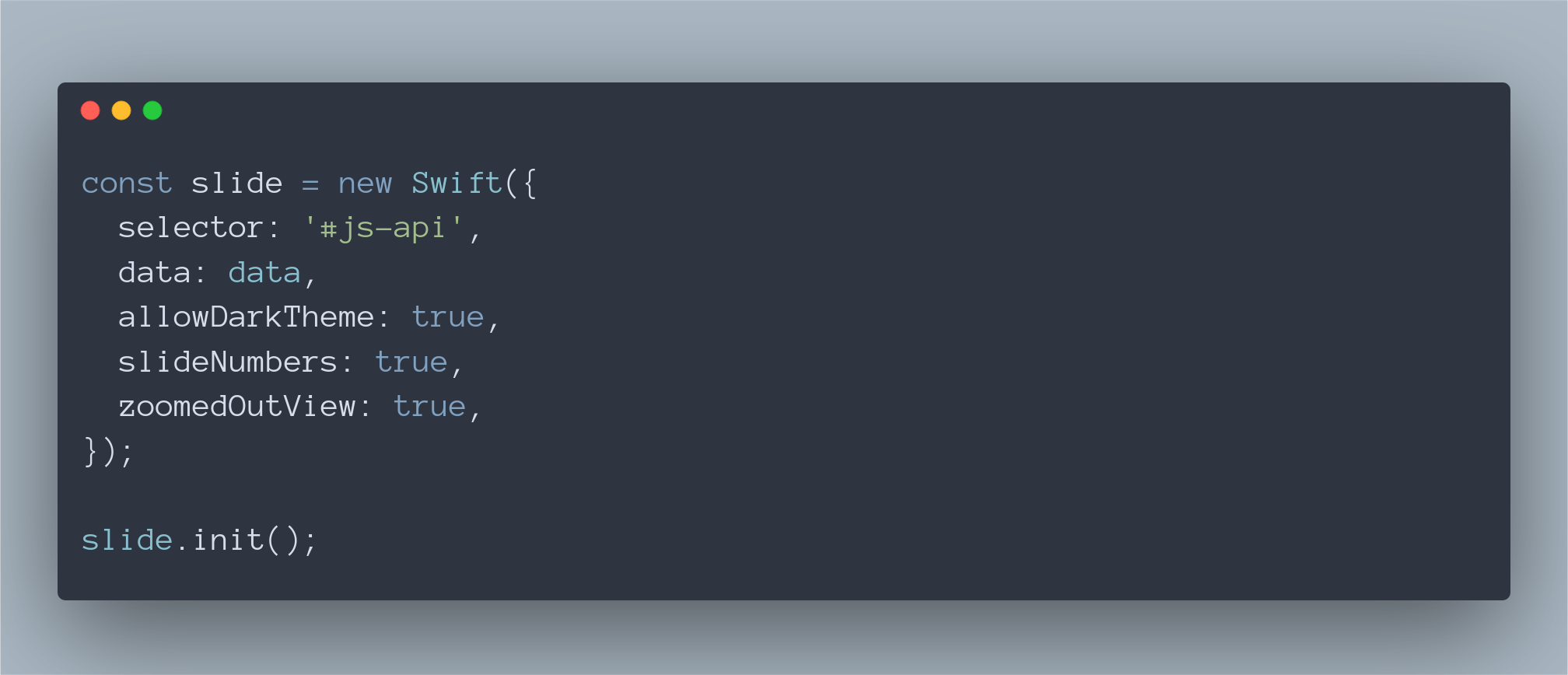 Initializing the slide object