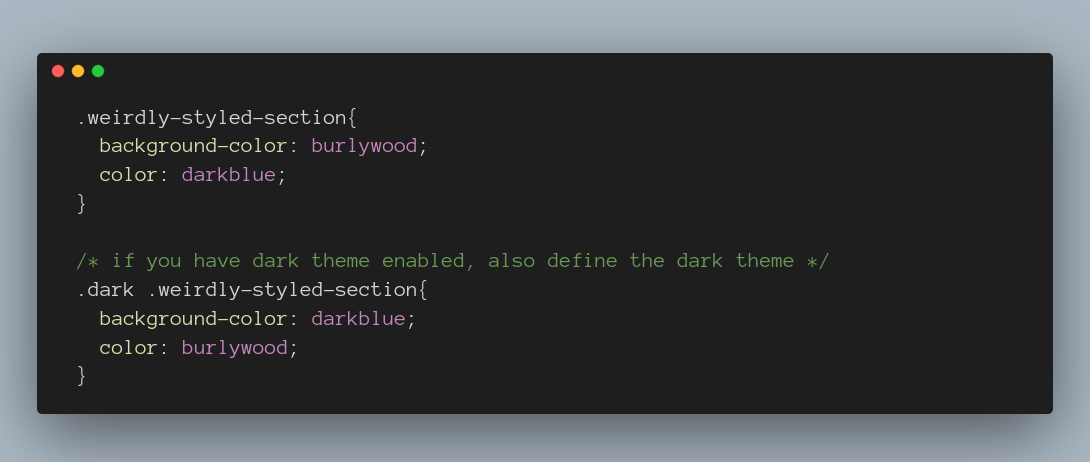 Customizing sections CSS
